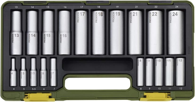 Proxxon 23292 Specialty Socket Set, 0 V, Silver/Green, 1/4-1/2-Inch, Set of 20 Piece - 2