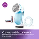 Philips Rasoir Anti Bouloche - Élimination Rapide des Peluches, rase bouloche de 8800 TR/Min, 3 Lames, pour Tous Tissus, bac Facile à Nettoyer, 2 Piles AA, Design Compact, Bleu/Blanc (GC026/00) - 3