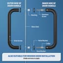 Ranbo Shower Glass Door Handle, 203mm (8 Inch) Hole Centres, Matt Black, 304 Stainless Steel, 1.0mm Thick Tube, Fits 6–12mm (1/4"–1/2") Glass, for Bathroom Door Installation or Replacement. - 6