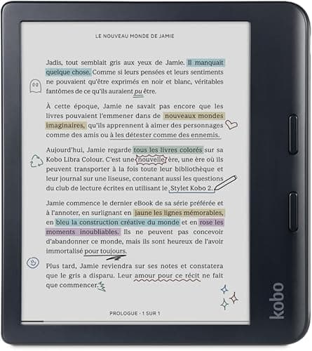 Kobo Libra Colour | eReader | 7” Glare-Free Colour E Ink Kaleido™ 3 Display | Dark Mode Option | Audiobooks | Waterproof | (Black)