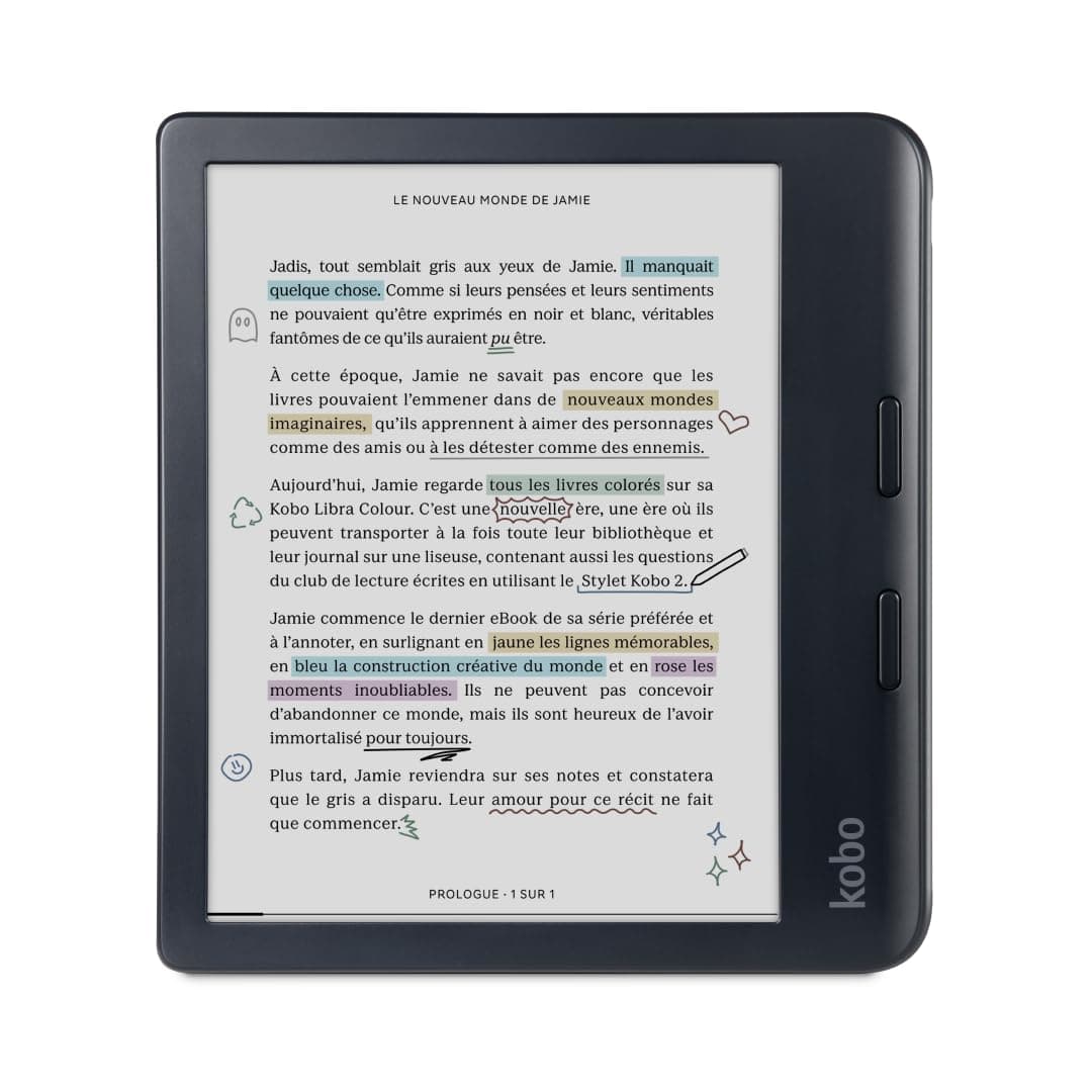 Kobo Libra Colour | eReader | 7” Glare-Free Colour E Ink Kaleido™ 3 Display | Dark Mode Option | Audiobooks | Waterproof | (Black)