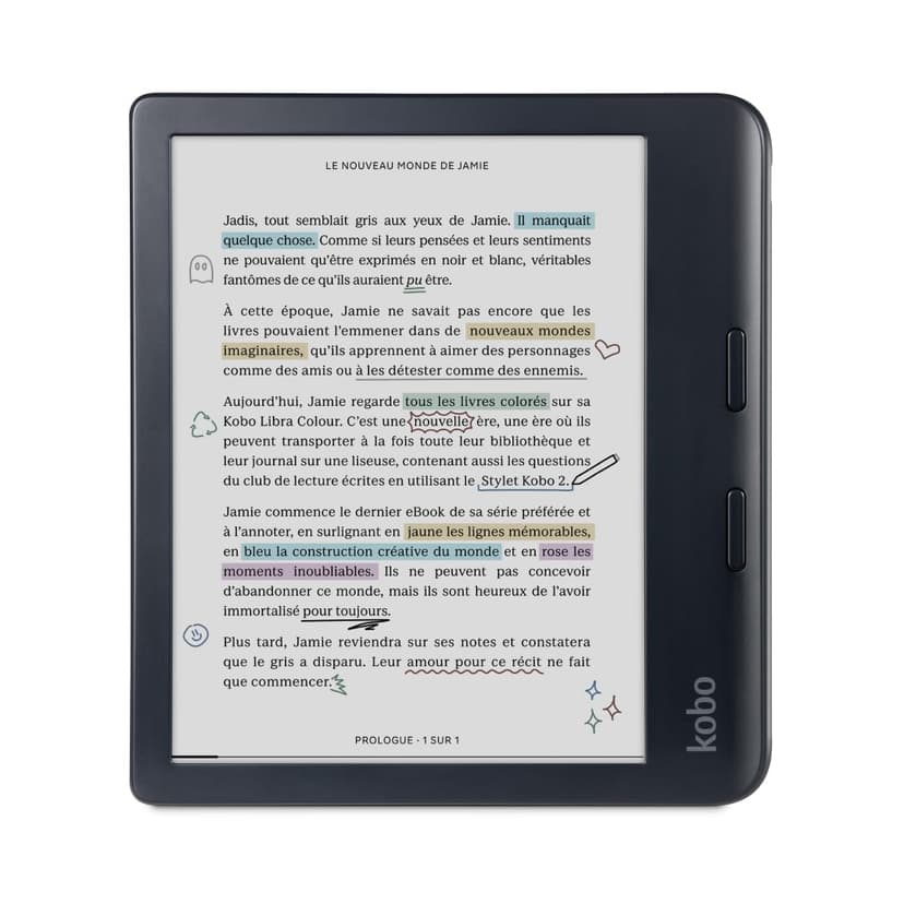 Kobo Libra Colour | eReader | 7” Glare-Free Colour E Ink Kaleido™ 3 Display | Dark Mode Option | Audiobooks | Waterproof | (Black) - 1