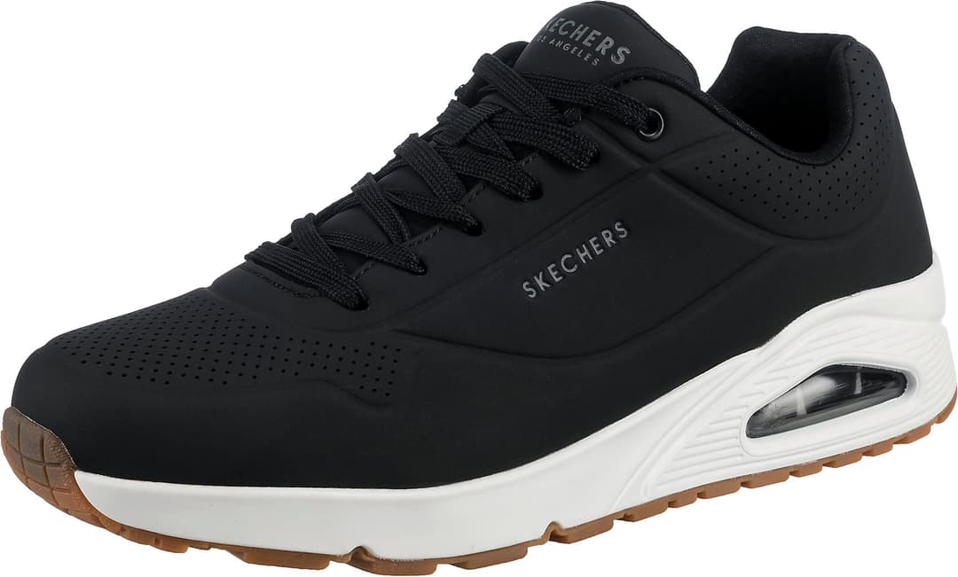 Skechers Men's Uno Stand on Air Sneaker, Dark Black Durabuck Trim, 8 UK