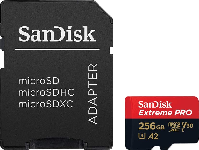 SANDISK Extreme PRO micro SD card 256GB + SD adapter (For Smartphones, Action Cams, Drones, Speeds up to 200 MB/s, A2 App Performance + RescuePro Deluxe UHS-I, Class 10, U3) - 3