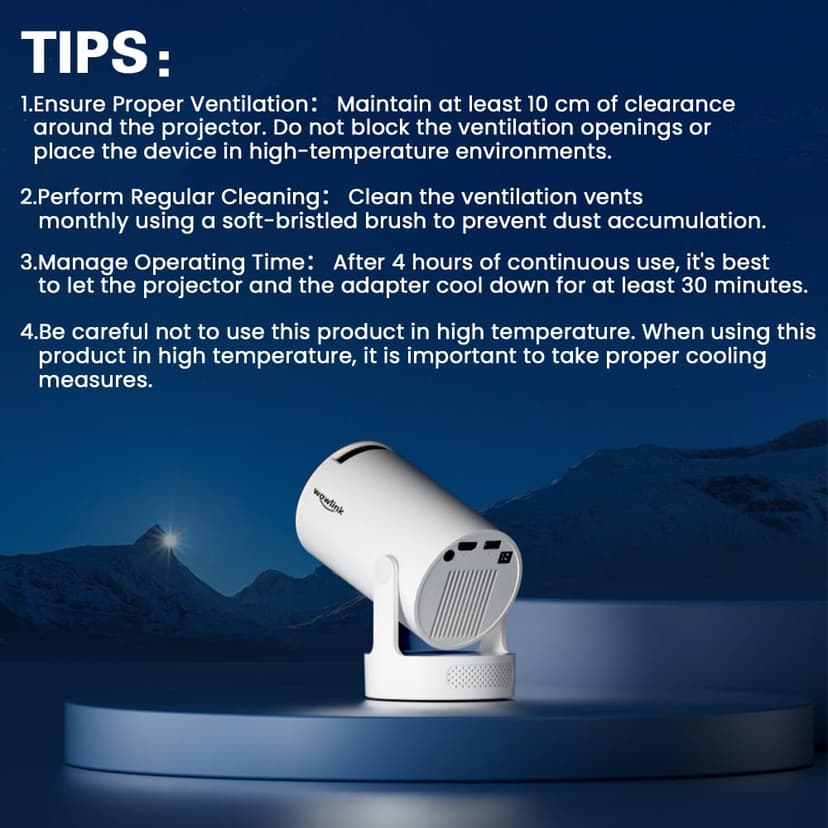 Mini Projector with WiFi 6 and Bluetooth 5.4 Support 4K 1080P Auto Keystone 180° Rotatable Projector Portable Compatibile with HDMI/TV Stick/Memory Stick - 8