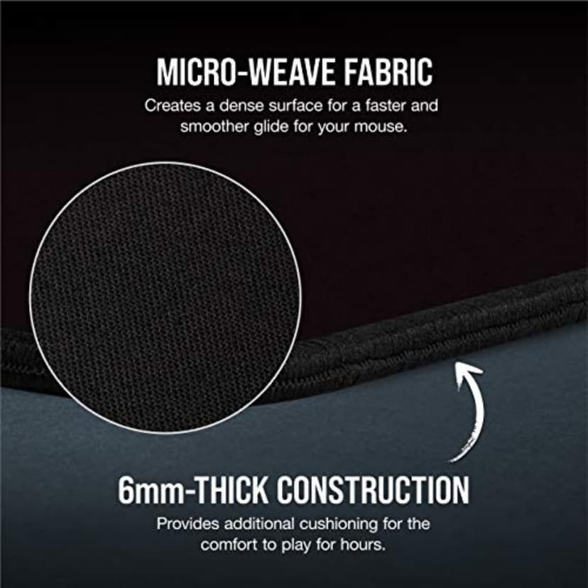 Corsair MM350 PRO Tapis de Souris Gaming, Tissu Résistant aux Éclaboussures Premium (Surface de 93 cm sur 40 cm, Textile Micro-Maille, Caoutchouc Épaisse 4 mm, Base Antidérapante) Élargi XL, Noir - 4