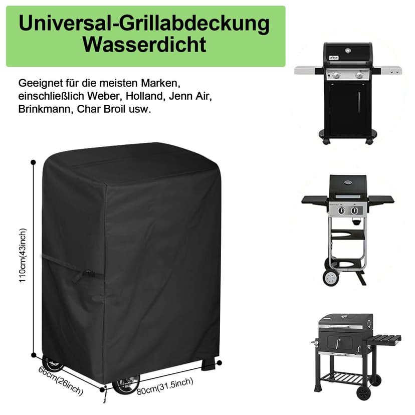 Newbob Bache de Protection pour Barbecue, 80x66x110cm Universelle Housse Barbecue Exterieur Housse Plancha, 420D Oxford Imperméable Coupe-Vent Anti-UV Couverture de Grill - 2