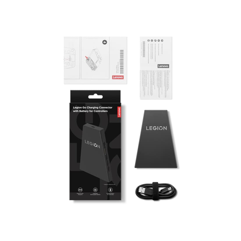 Lenovo Legion Go Controller Charging Station with Battery, USB-C & Pogo Contact Pins, 2850mAh, 1m USB-C to USB-A Cable, Shadow Black - 4