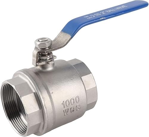 304 Stainless Steel Ball Valve 2 Inch Two Piece Female Thread Ball Valve Full Bore Lever Handle DN50 1000 WOG Suitable for Water, Oil and Non-flammable Gas