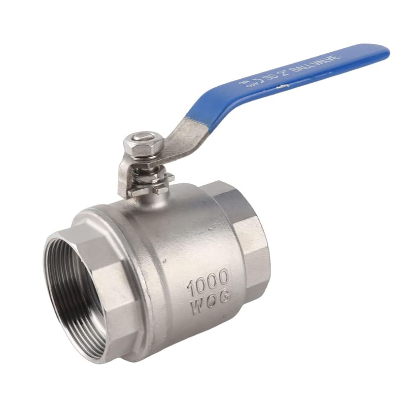 304 Stainless Steel Ball Valve 2 Inch Two Piece Female Thread Ball Valve Full Bore Lever Handle DN50 1000 WOG Suitable for Water, Oil and Non-flammable Gas - 1