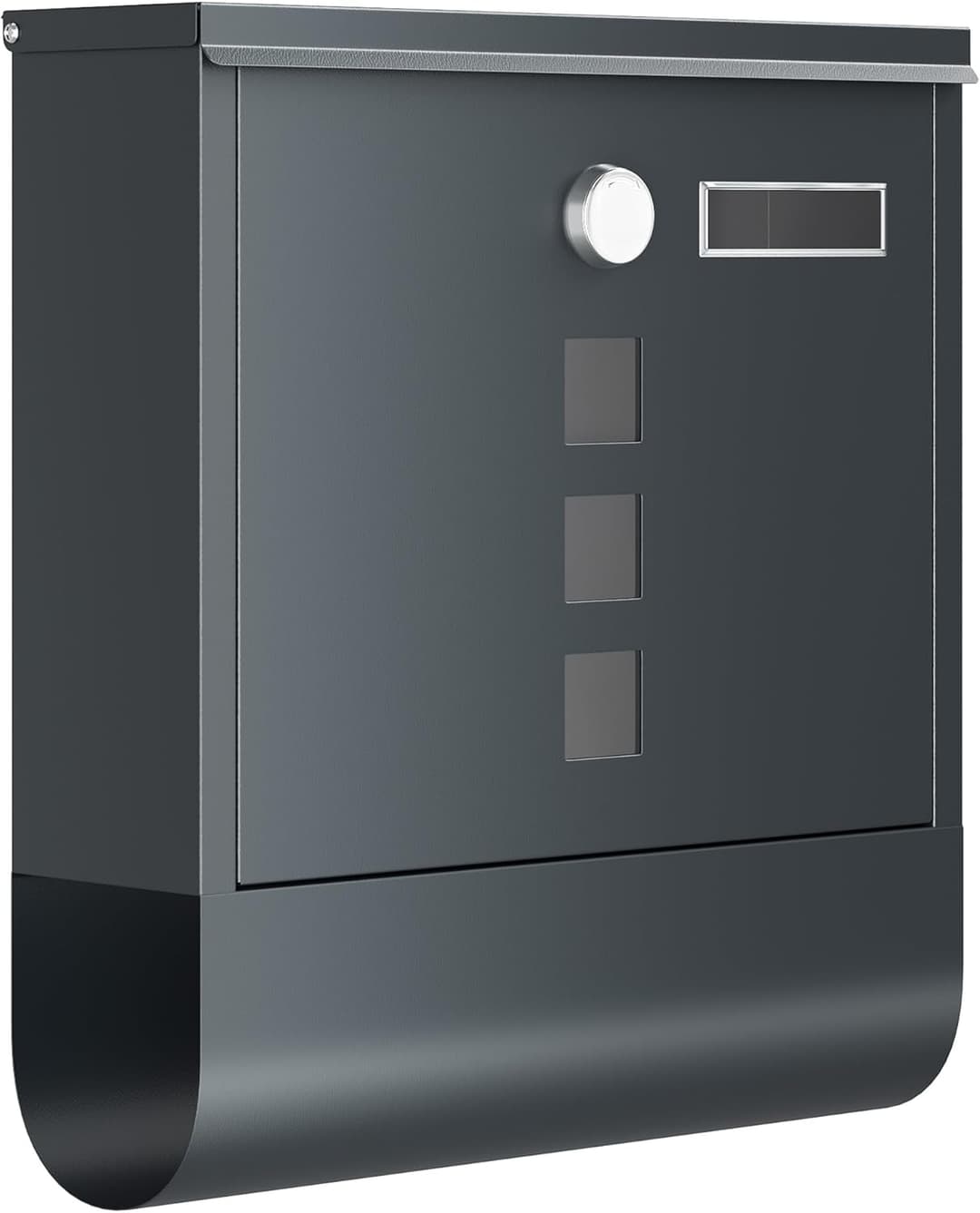 SONGMICS Cassetta Postale, Cassetta Posta, Serratura con Cilindro in Lega di Zinco e Copertura Girevole, Finestre, Targhetta, Portagiornali, 10 x 30,8 x 33,8 cm, Grigio Antracite GMB20AG