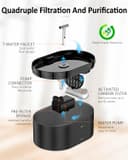 Nenozi Cat Water Fountain for Drinking, 2.2L Automatic Dog Drinking Fountain with Super Silent Pump and Activated Carbon Filter Fountain Water Bowl for Pets （Black） (Grey, 2L) - 6