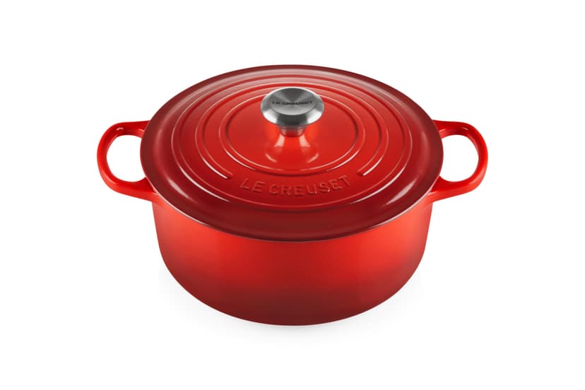 Le Creuset Signature Enamelled Cast Iron Round Casserole Dish With Lid, 26 cm, 3.3 Litre, Cerise, 21177260602430 - 1