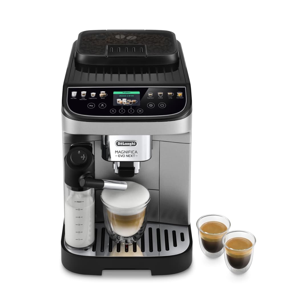 De'Longhi Magnifica Evo Next ECAM312.80.SB, Automatic Coffee Machine With Automatic Milk Frother, Bean for Cup- Coffee and Cappuccino Machine with Intuitive Touch Screen, Silver/Black