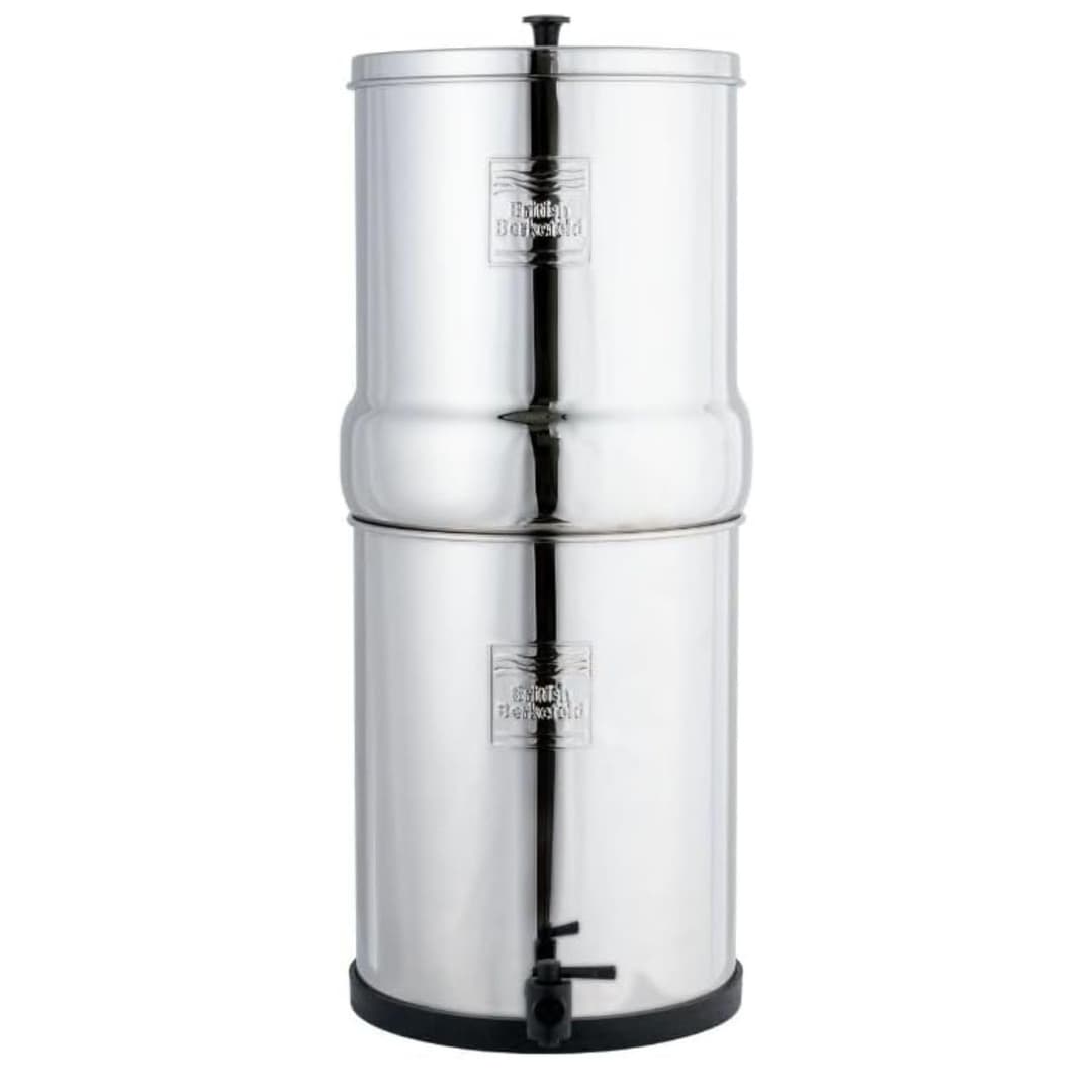 British Berkefeld 8.5L Stainless Steel Gravity Water Filter System | Comes With 2 Ultra Sterasyl Cartridges | Great Tasting Clean Water | No Power Or Plumbing Required | For Home Or Outdoor Use