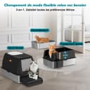 SZEETECH Bac Litiere pour Chat XL, Litière en Acier Inoxydable avec Couvercle, Bac Litiere pour Chat, Cat Litter Box, Pelle+Tapis+Marchepied- 60x40x39,5 cm (Noir) - 7