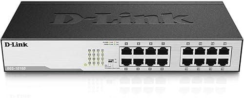 D-Link DGS-1016D 16-Port Green Ethernet Copper Gigabit Switch, Hub, Internet Splitter, Metal, Fanless, Plug and Play - UK Model, black DGS-1016D