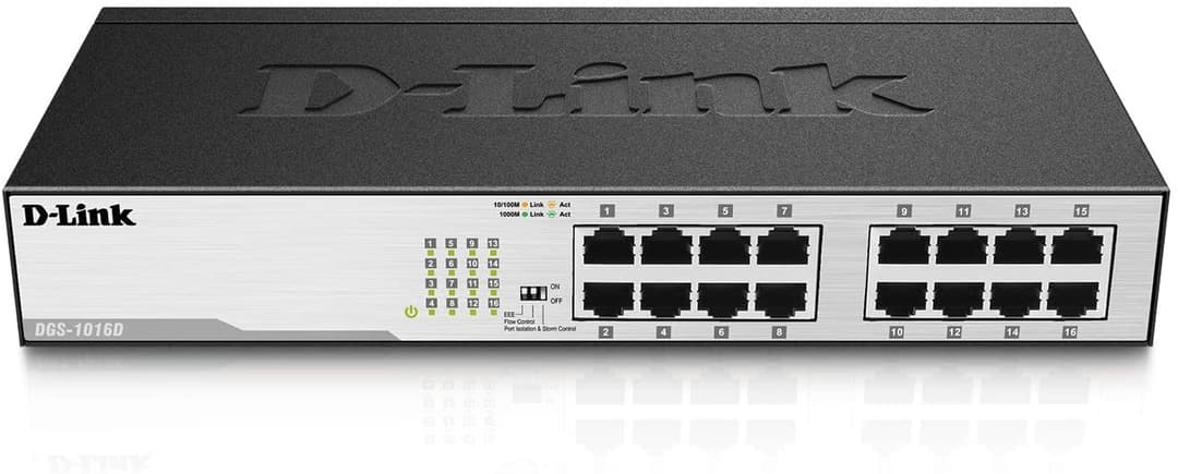 D-Link DGS-1016D Switch 16 Ports Gigabit Metallique 10/100/1000mbps - Idéal Partage de Connexion et Mise en Réseau Small/Home Office