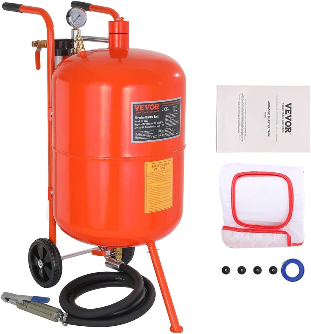 VEVOR Mobile Sand Blasting Machine 75.7L Sandblasting Sys…