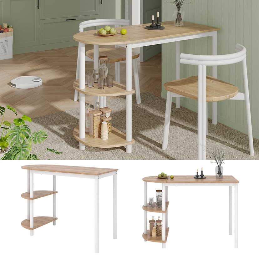 Vicco Table de Cuisine Freetown, Chêne doré/Blanc, 110x50cm avec étagères Ouvertes, Convient comme Table à Manger ou de Travail pour Petites Cuisines - 2