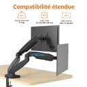 Amazon Basics Support à deux bras réglables à ressort à gaz pour écrans, peut accueillir des écrans allant jusqu’à 27" (68.6 cm), Noir - 3
