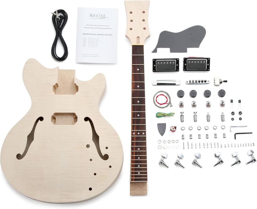 Rocktile 00038310 DIY Double Electric Guitar Construction Kit Do-It-Yourself, Basswood, Maple Screwed, Rosewood HB Style - 1