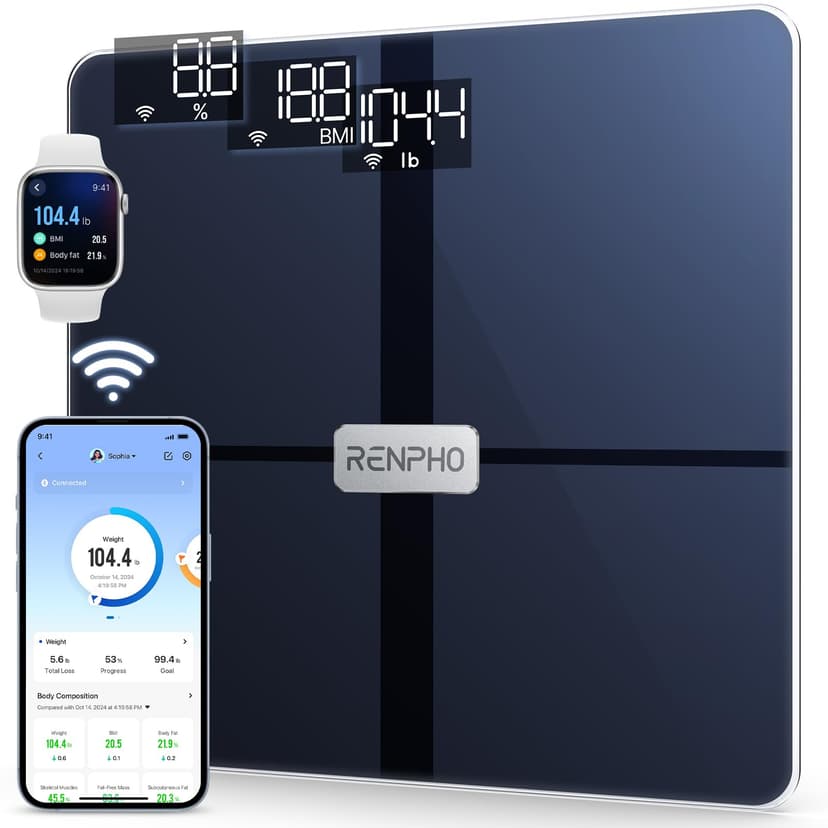 RENPHO Wi-Fi Body Composition Scales for Body Weight with Baby Mode, Bluetooth Body Fat Scale, Digital Weighing Bathroom Smart Scale Body Composition Monitor with App for Fitness, Elis Aspire - 1
