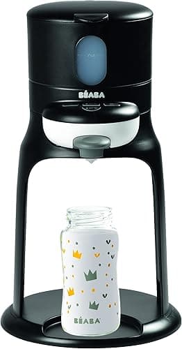 Béaba Préparateur-Chauffe Biberon/Petits pots, Distributeur d'Eau à Température Exacte, Instantané, Rapide, 2 Températures, Bib'Expresso, Noir , 1 Unité