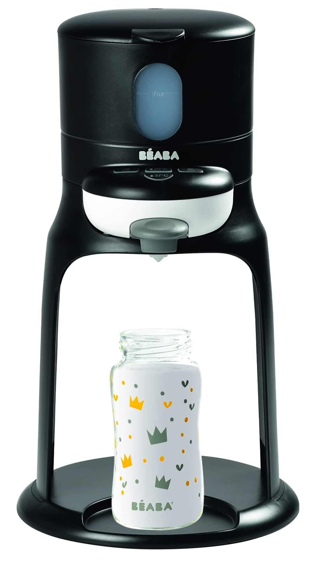 Béaba Préparateur-Chauffe Biberon/Petits pots, Distributeur d'Eau à Température Exacte, Instantané, Rapide, 2 Températures, Bib'Expresso, Noir , 1 Unité