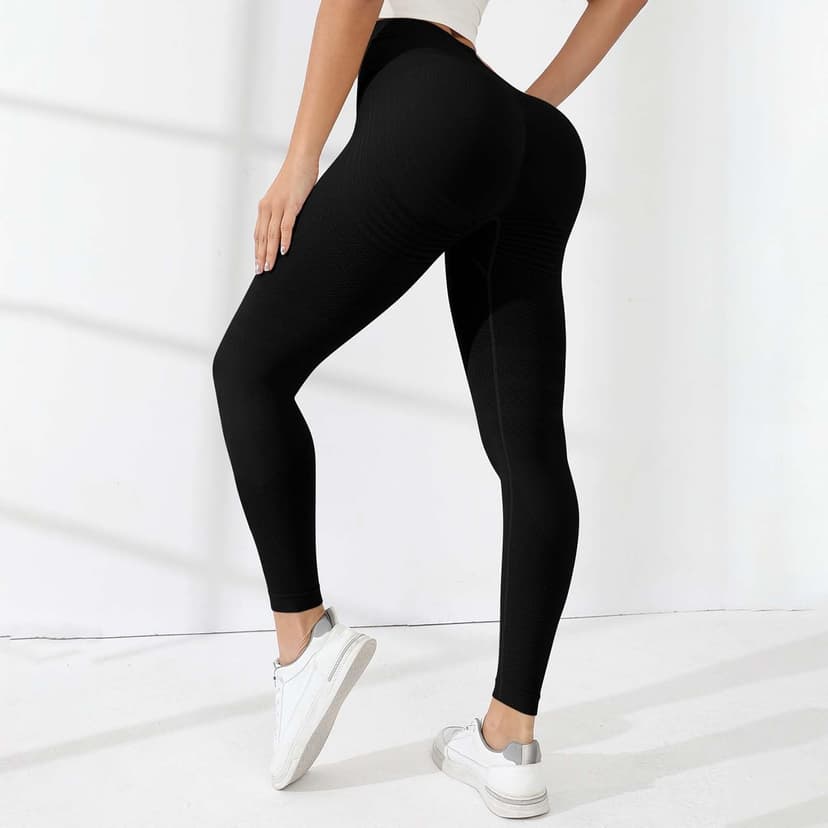 riou Compression Leggings for Women, 3D Anti Cellulite Leggings - Lipedema Compression Leggings Slimming Scrunch Bums Legging High Waist Seamless Tummy Control Legging Butt Lift Black - 5