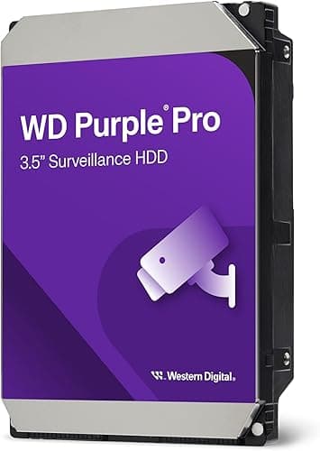 WD Purple Pro 8TB Smart Video 3.5" Internal Hard Drive, AllFrame AI Technology, 7200 RPM, SATA 6 GB/s, 550TB/yr, 256MB Cache