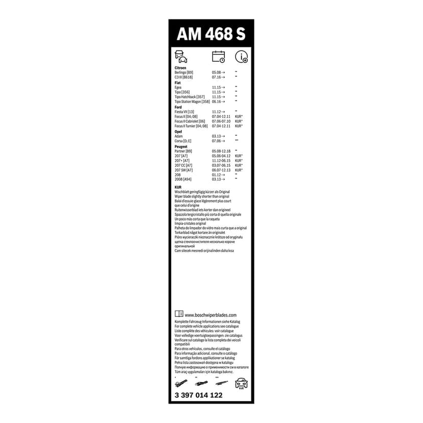 Bosch Balais d'Essuie–Glace Plats Aerotwin AM468S, Longueur: 650mm/400mm – 1 Paire de Balais avant - 3