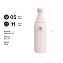 Stanley The All Day Slim Sports Water Bottle 0.6L - Cold For 6 Hours - Iced For 11 Hours - BPA-Free Recycled Stainless Steel Coffee Flask - Leakproof - Dishwasher Safe - Rose Quartz - 2