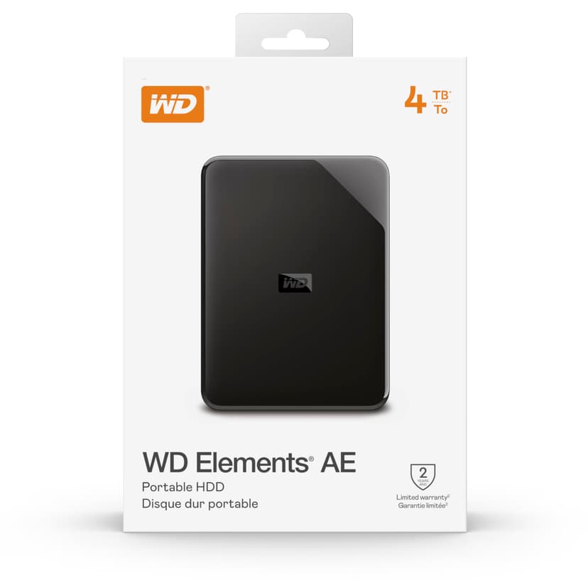 WD 4TB Elements AE Portable External Hard Drive, SuperSpeed USB 3.2 Gen 1/USB 3.0, Plug-and-Play, Formatted for Windows, Black - 2