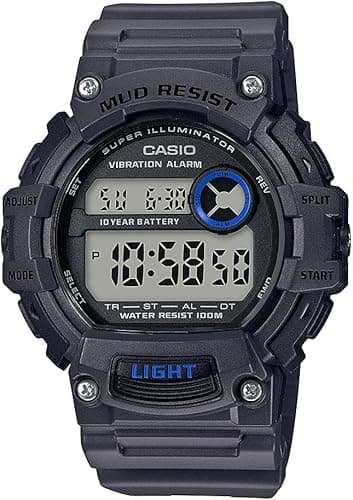 Casio Mud Resistant 10-Year Battery, Black, Quartz Movement
