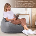 Highdi Large Bean Bag Without Fillings - Cotton Linen Durable & Comfortable, Grey Storage Bean Bag Chair for Living Room/Bedroom/Gaming Room, Perfect for Adults & Teens, Childrens - 3