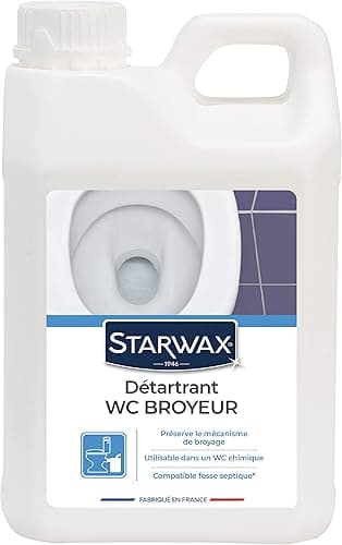 STARWAX - Détartrant pour WC Broyeurs - Détartre sans altérer le mécanisme - Augmente la durée de vie du broyeur - Compatible fosses septiques et WC chimiques - Fabriqué en France - 2L