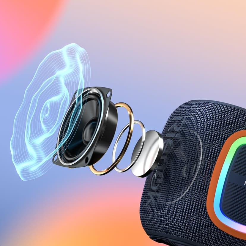 RIENOK Bluetooth Speaker Wireless Portable Waterproof Speaker with Lights FM Radio 15-Hour Playtime Bluetooth 5.3 TF Card USB Playback Mini for Home Garden Party Camping Travel - 7