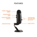 Logitech for Creators Blue Yeti USB Microphone for Recording, Streaming, Gaming, Podcasting on PC and Mac, Condenser Mic for Laptop or Computer with Blue VO!CE Effects, Adjustable Stand - Black - 7