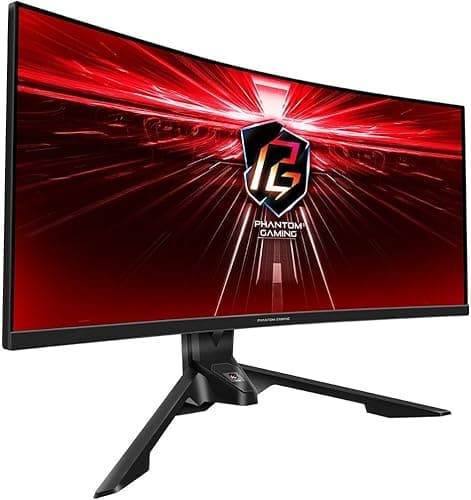 Asrock PG34WQ15R3A Moniteur de Jeu incurvé 34", WQHD, 165 Hz, 1 MS, antenne WiFi, Mini OLED