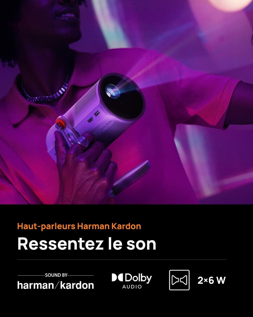 XGIMI Mogo 4 Laser Vidéoprojecteur Portable avec 4 filtres, 550 lumens ISO, Rotation à 360°, Batterie intégrée, 2,5 Heures de Lecture, Compatible avec Google TV & Netflix, 2 x 6 W Harman Kardon - 6