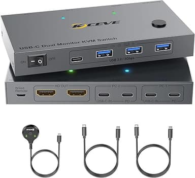 Commutateur KVM USB C 2 moniteurs 2 ordinateurs portables…