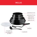 Tefal Ingenio Batterie de cuisine 10 pièces, Poêles, Casseroles, Couvercles, Poignée, Non induction, Revêtement antiadhésif, Empilable, Compatible lave-vaisselle, Fabriqué en France, Easy On L1599902 - 8