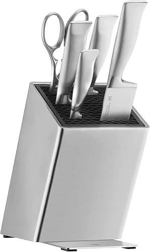 WMF Grand Gourmet Knife Block with Knife Set, 6 Pieces, Made in Germany, 4 Forged, Scissors, Stainless Steel Block, Performance Cut'