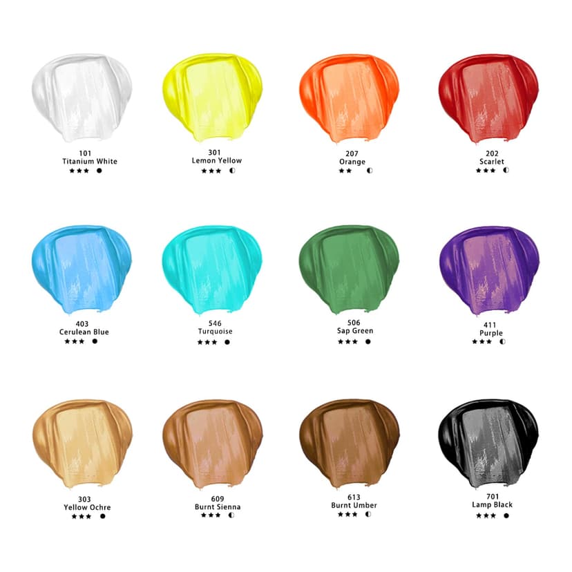 Artecho Acrylic Paint Set for adults 12 Colours (17 oz/500ml Each), Ideal for Canvas, Fabric, Pumpkin, Rock, Leather, Model, Ceramic, Plastic, Clay, Glass. - 2