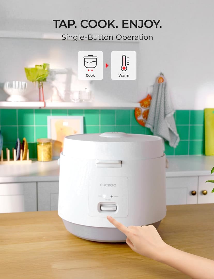 CUCKOO CR-1095 10-Cup (Uncooked) / 20-Cup (Cooked) Basic Rice Cooker and Warmer with Nonstick Inner Pot, Switch Press (White) - 4
