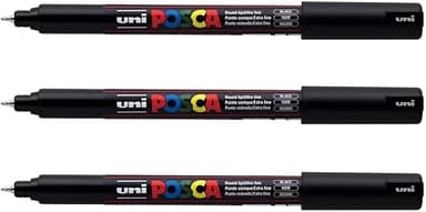 POSCA - Uni Mitsubishi Pencil - 3 x Black PC1MR Extra Fin…