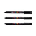 POSCA - Uni Mitsubishi Pencil - 3 x Black PC1MR Extra Fine Tip Markers Calibrated 0.7mm - Water-Based Paint Marker - All Purpose - For Paper, Textile, Glass, Pebble, etc. - 1
