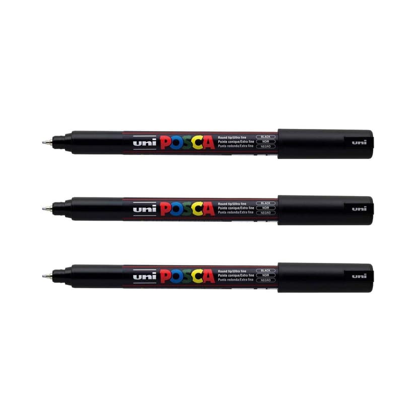 POSCA - Uni Mitsubishi Pencil - 3 x Black PC1MR Extra Fin… - 1