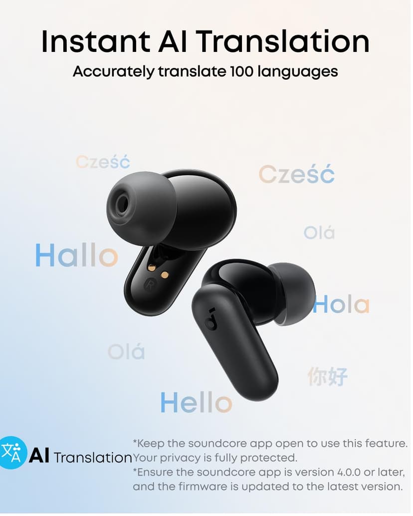 Soundcore Ecouteurs Bluetooth sans Fil P30i by Anker, Écouteurs sans Fil Reduction de Bruit Forte et Intelligente, Basses Puissantes, 45H d'autonomie, Étui 2-en-1 et Support pour téléphone, IP54 - 4